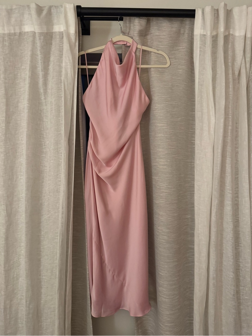 Aritzia Pink Halter Draped Maxi Dress